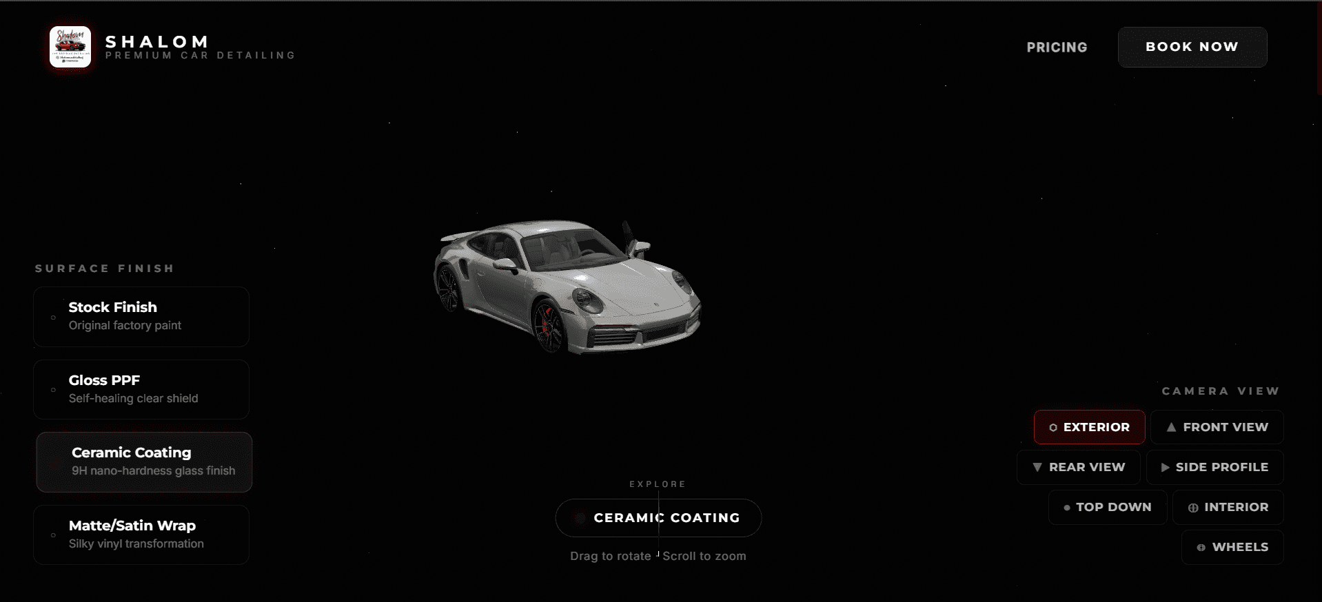 Shalom Car Detailing — website screenshot